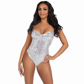 2 Pc Sequin Bodysuit - Medium - Silver