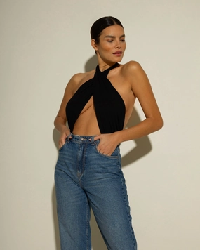 Body Incrociato Con Scollo All'Americana