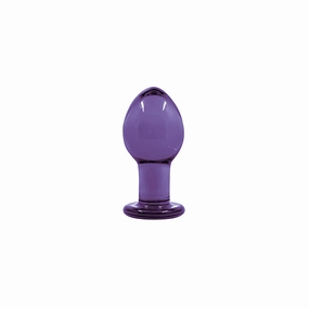 Crystal Glass Purple Medium Butt Plug