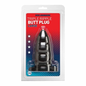 Doc Johnson - Classic Triple Ripple Butt Plug Large (Black)