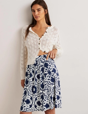 Pull On Jersey Mini Skirt-French Navy. Bloomsbury Mono